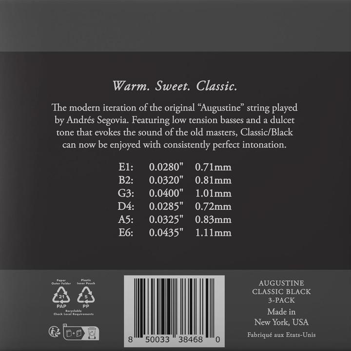 Actual product image Augustine Classic Black | Normal/Low, 3-Pack Box (6 x, 0.04")