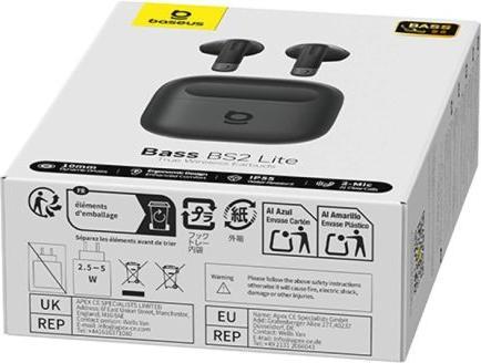 Produktbild Baseus - Wireless Earbuds Bass BS2 Lite (A0010A02) - True Wireless Stereo - Cosmic Black (7 h, Kabellos)