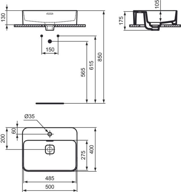 Actual product image Ideal Standard Countertop washbasin Strada II 50 cm white T296601 (400 mm, 500 mm)