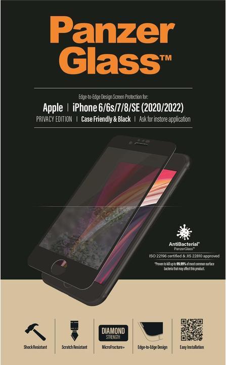 Actual product image PanzerGlass Case Friendly Privacy (1 Piece, Apple iPhone 6, Apple iPhone 6s, Apple iPhone 7, Apple iPhone 8, Apple iPhone SE (2nd Gen), Apple iPhone SE (3rd Gen))