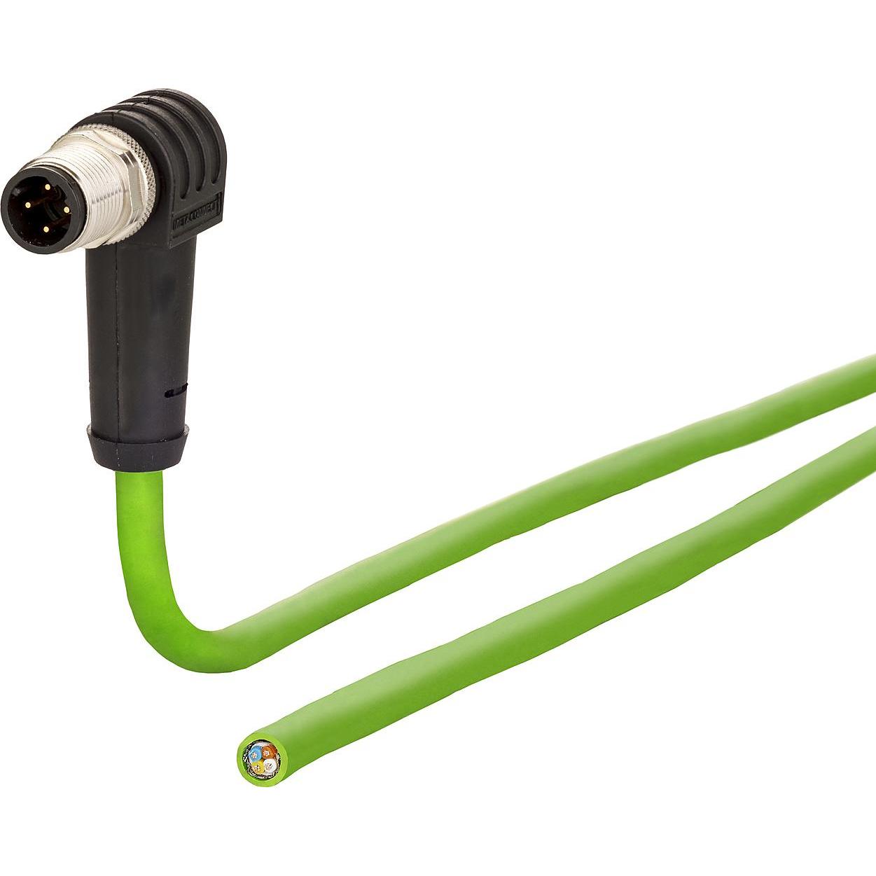 Metz Connect Anschlussleitung M12 Stecker 4-polig D-kodiert (F/FTP, CAT5e, 1 m), Netzwerkkabel