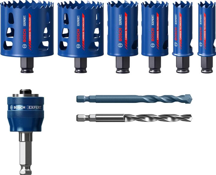 Produktbild Bosch Professional Zubehör EXPERT Tough Material Lochsäge-Set, 22/25/35/51/60/68 mm, 9-tlg. (22, 25, 35, 51, 60, 68 mm)