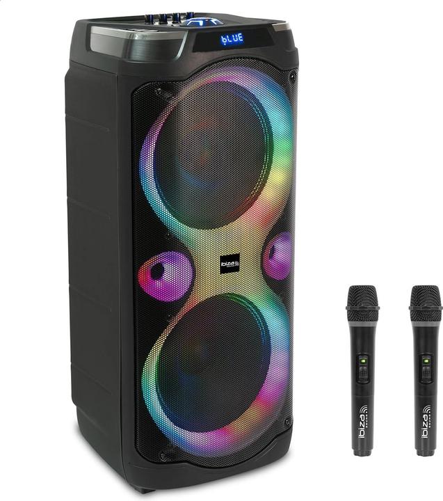 Actual product image Ibiza Enceinte karaoké Bluetooth avec micros sans fil, effets LED et fonction enregistrement (Active)