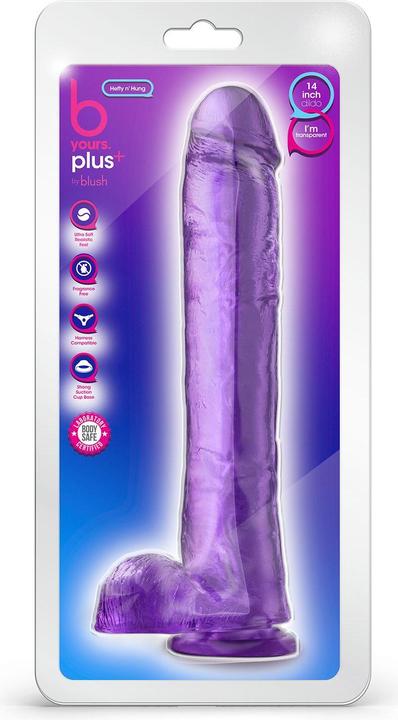 Actual product image Blush Novelties B Yours Plus - Realistic Clear Dildo 14 Inch Long 2.5 Inch Thick Dildo with Suction