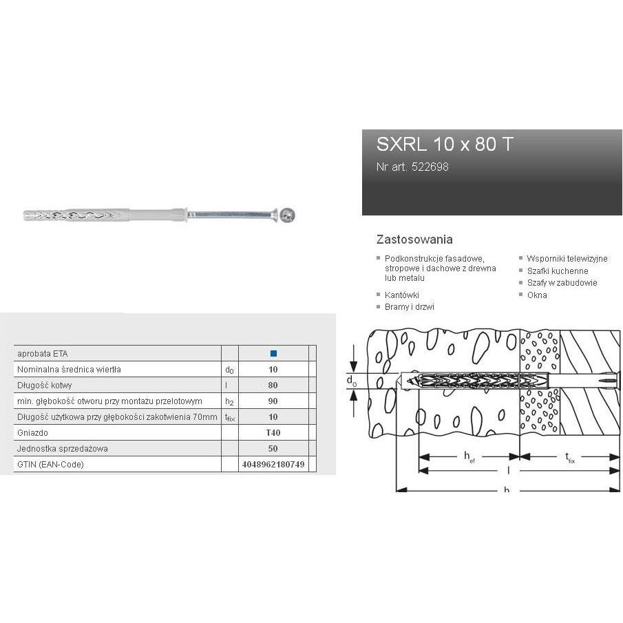 Thumbnail - Fischer, Dübel, Langschaftdübel SXRL 10x80 T (50 Stk.)