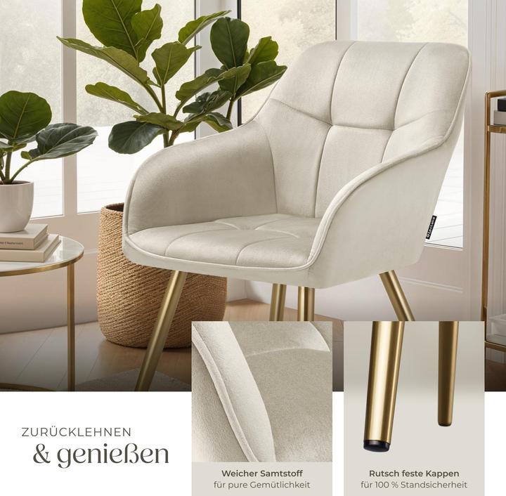 Actual product image tectake chair Marilyn, velvet look, quilted