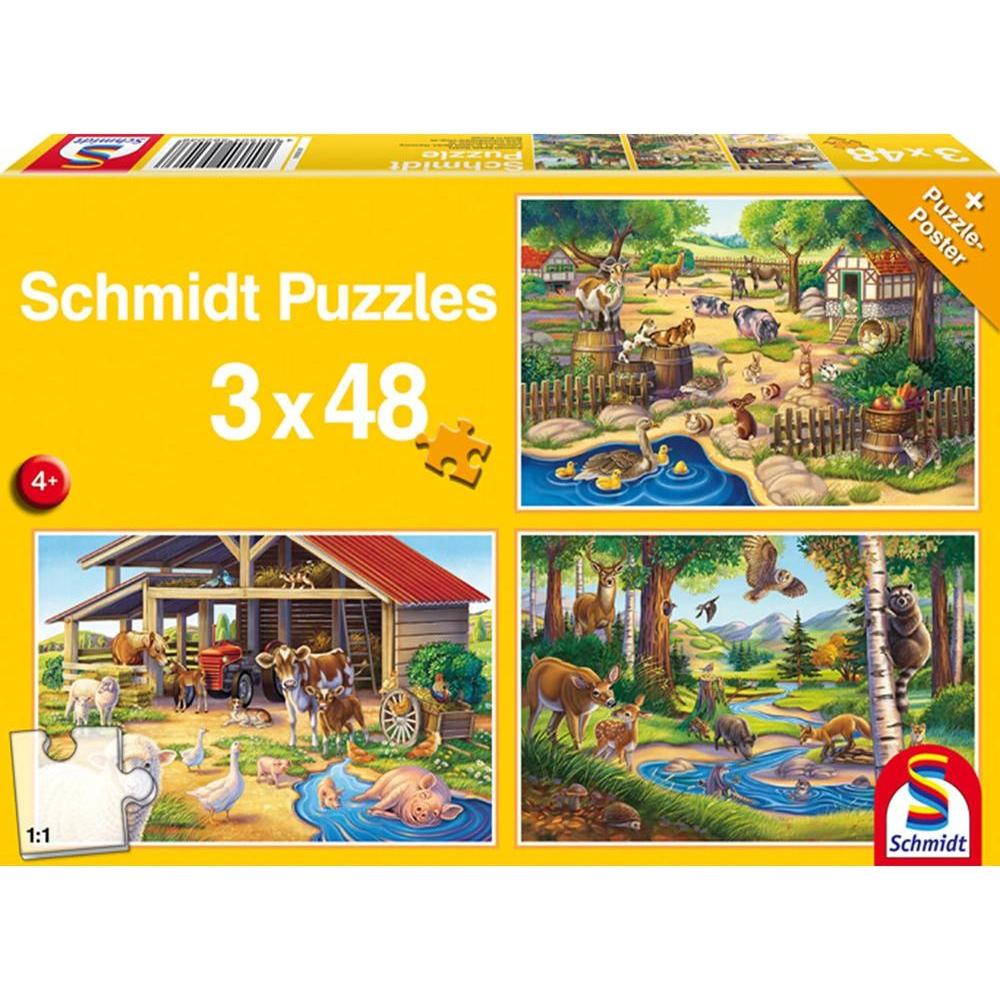 Schmidt Spiele Alle meine Lieblingstiere 3x48 Teile (144 Teile)