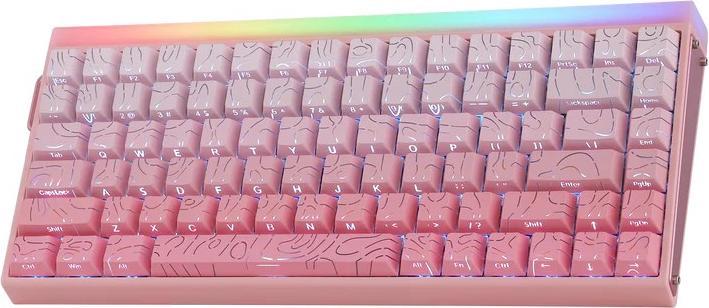 Produktbild Aula Gasket-Tastatur HERO84 HE PINK+Gradient+Contour Dragon King Switch RGB (DE, Kabelgebunden)