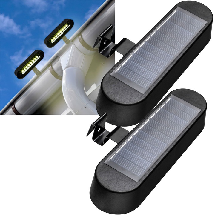 Produktbild HI 2er Set Solar-Dachrinnenbeleuchtung, schwarz (IP44)