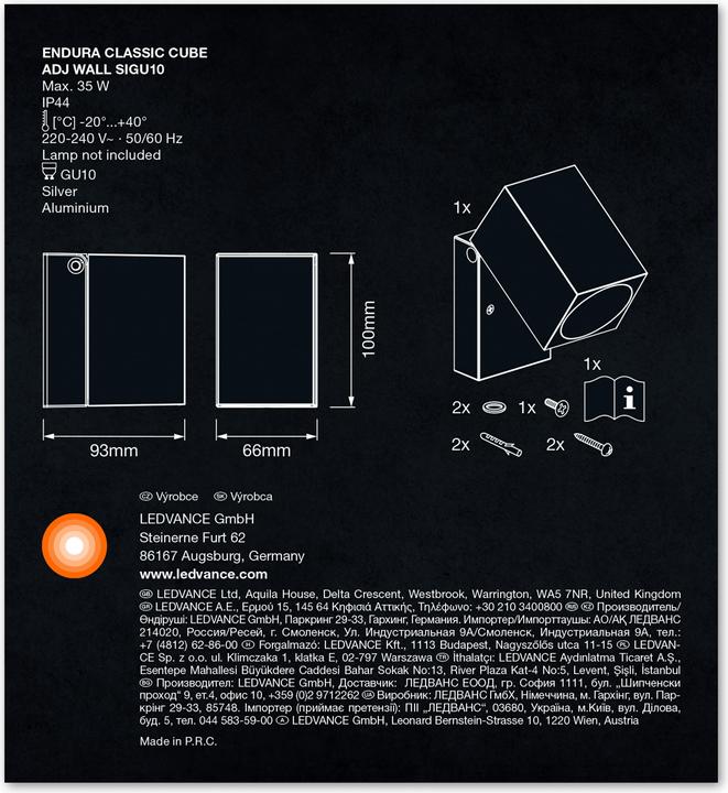 Produktbild Ledvance Endura Classic Cube Adj Wall (GU10)
