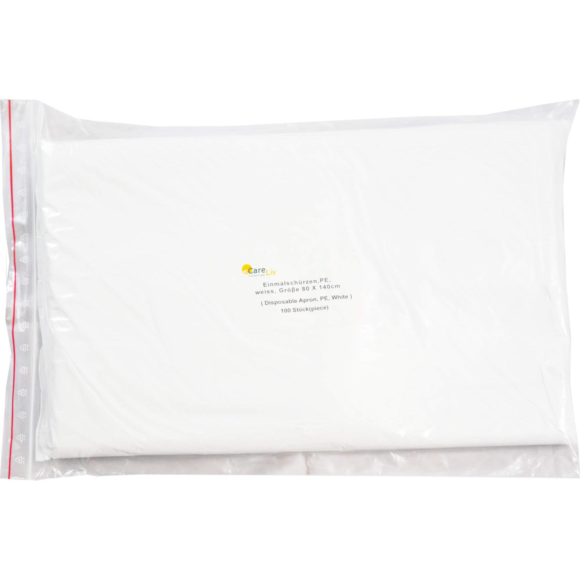 CareLiv, Praxisbedarf, Einmal Schürzen PE weiss 140cm, 100 St