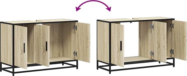 Produktbild VidaXL Waschbeckenunterschrank Sonoma-Eiche 90x33x60 cm Holzwerkstoff (90 x 33 x 60 cm)