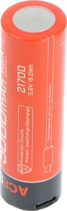 Produktbild AceBeam 21700 Li-ion Akku mit starken 5100mAh USB-C max. Entladestrom 20A, 77,8 x 21,37mm (21700, 5000 mAh)