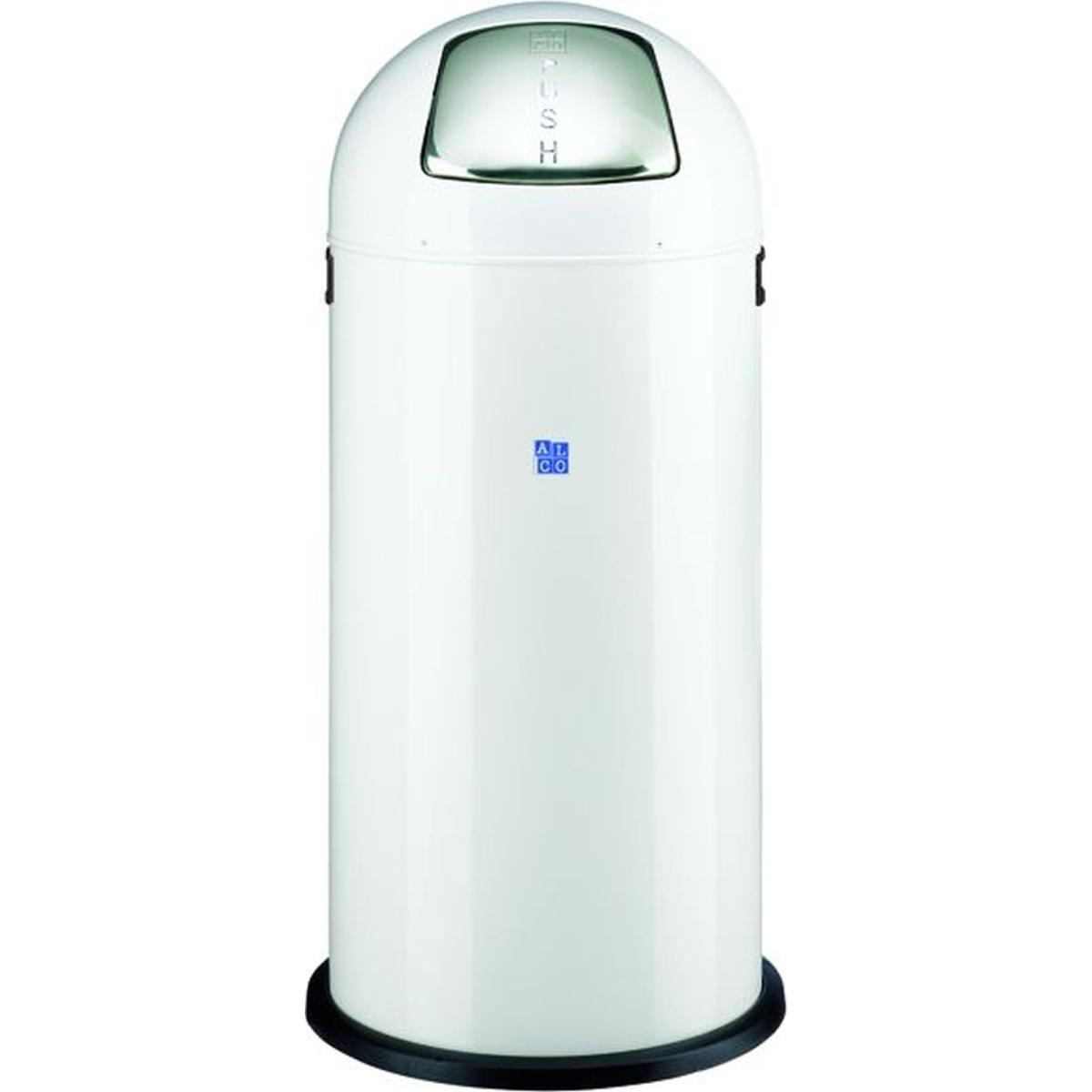 Alco Abfallsammler mit Push-Klappe 52 Liter weiss, Abfalleimer, Weiss