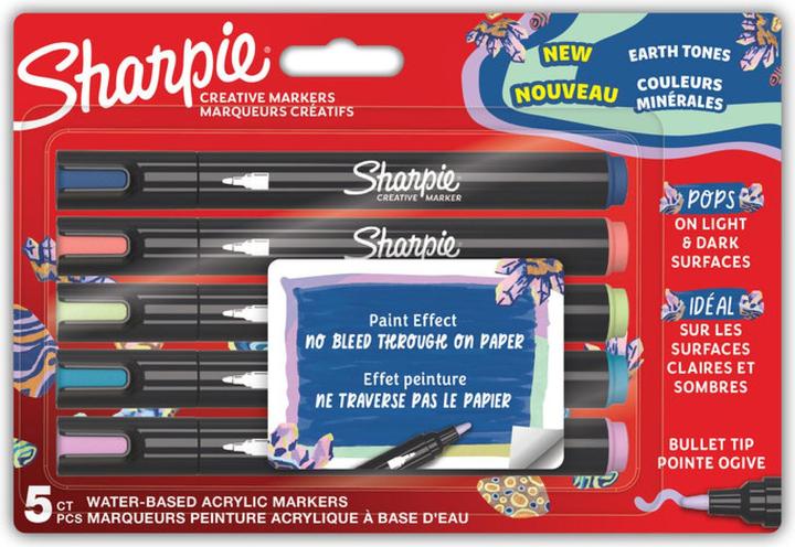Sharpie - Creative Marker Acrylic Paint Pens - Earth Tones - Bullet Tip - Assorted Colours - 5 C... (5x)