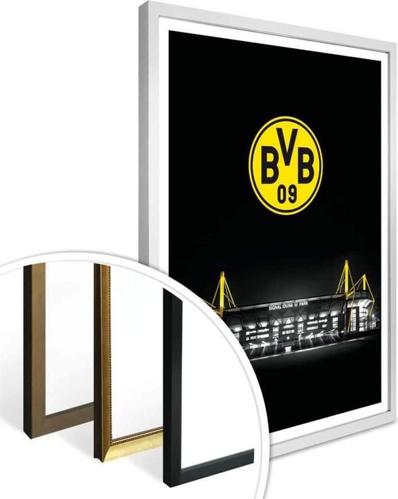 Produktbild Borussia Dortmund BVB Signal Iduna Park bei Nacht Emblem (80 x 100 cm)