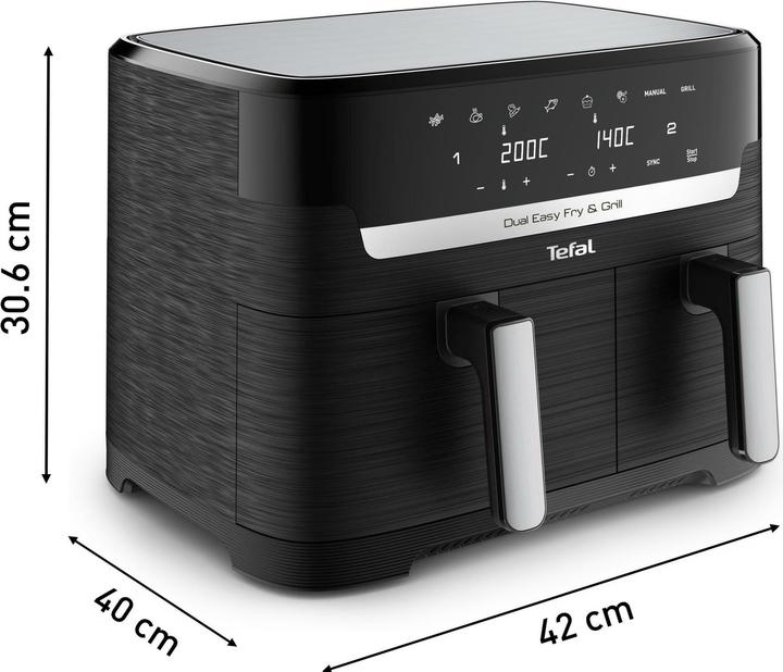 Actual product image Tefal Dual Easy Fry & Grill Hot Air Fryer (EY905N), Black