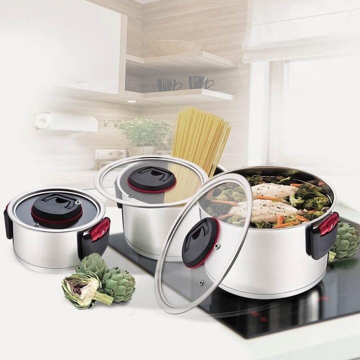 Actual product image Maestro MR-3530-6 Topfset mit Klappgriffen 6 Stück (24 cm, Pan set + pot set, Stainless steel)