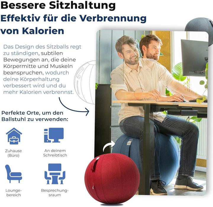 Immagine prodotto Backerz Ergonomischer Sitzball für Büro und Homeoffice (65 cm)