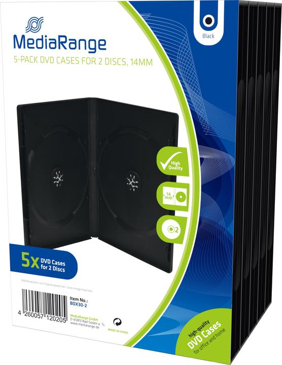 Actual product image MediaRange DVD Empty Sleeves, Black, Pack of 5 for 2 discs