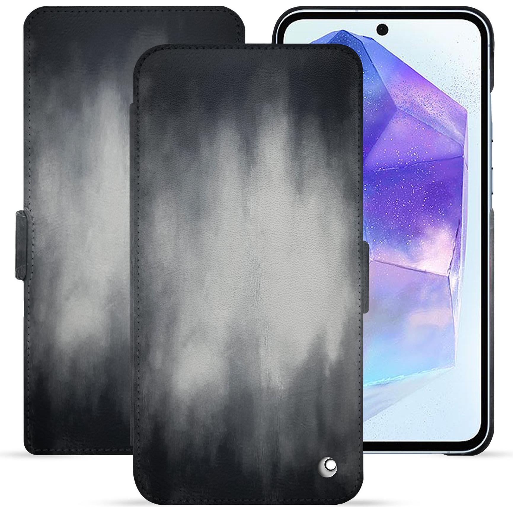 Noreve Lederschutzhülle horizontal (Samsung Galaxy A55), Smartphone Hülle, Grau