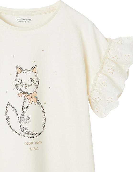 Produktbild Vertbaudet Mädchen T-Shirt mit Volantärmeln, Bio-Baumwolle (128)