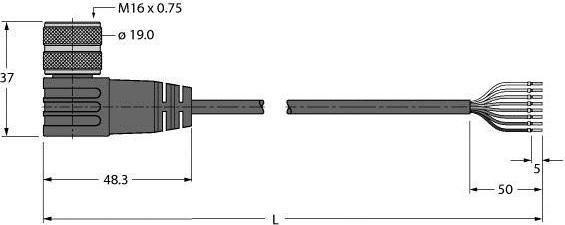 Turck Aktuator- und Sensorleitung Anschlussleitung BKWM14-E01-20/S90 (20 m)