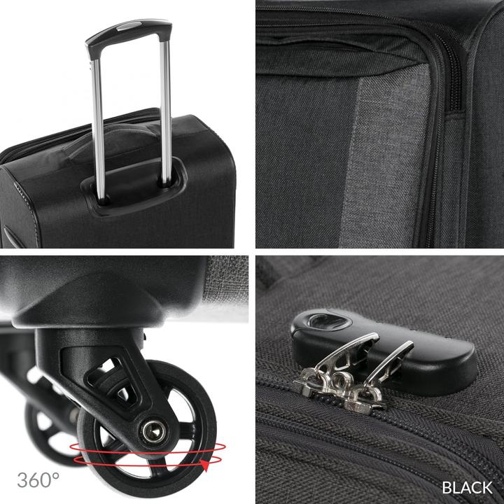 Produktbild Fergé Kofferset Weichschale 3-teilig Schwarz Dunkelgrau (110 l, M (50 - 90l), L (90 - 115l), XL (ab 115l))
