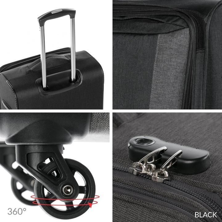 Immagine prodotto Fergé Set di valigie Soft Shell 3 pezzi Nero Grigio Scuro (110 l, M (50 - 90l), L (90 - 115l), XL (da 115l))