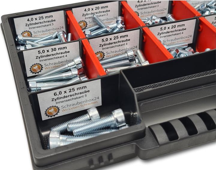 Actual product image Schraubenbox24 Cylinder head screws assortment M4-M5-M6 // 12mm-30mm 210 pcs. Screw box (210 Screws per piece)