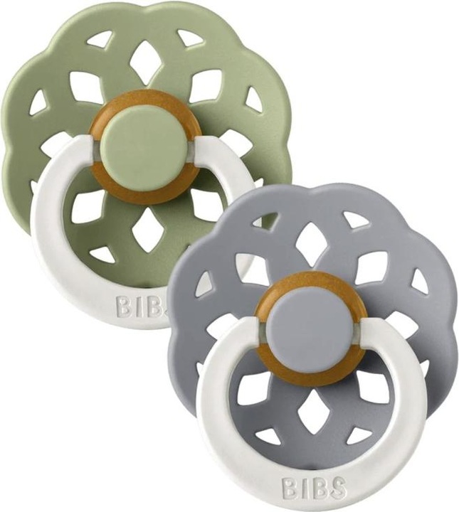 Actual product image Bibs Bohème latex soother (size 2, 6-18 months), Sage GLOW & Cloud GLOW (2 x, 6 - 12 M.)