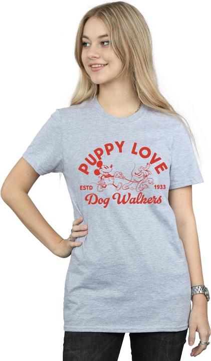 Actual product image Disney Womens/Ladies Mickey Mouse Puppy Love Cotton Boyfriend T-Shirt (XL)