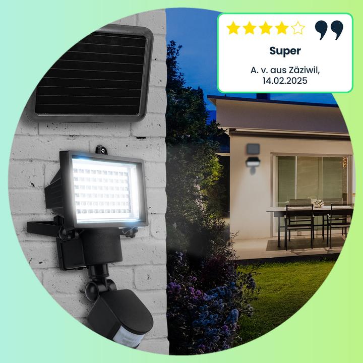 Actual product image Casativo Set of 2 solar LED outdoor wall spotlights with PIR sensor, 12 W, 750 lumen, IP44 (750 lm, IP44)