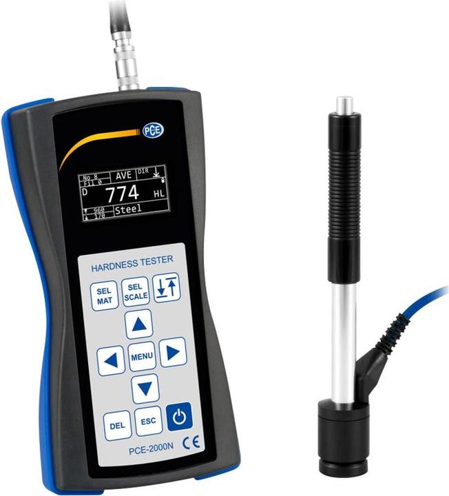 1x hardheidsmeter PCE-2000N - 1x hardheidsvergelijkingsblok - 1x slagapparaat type D - 1x transportkoffer - 1x reinigingsborstel - 1x gebruiksaanwijzing - 3 x AAA 1