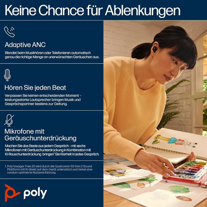 Produktbild Poly Voyager Free 20 Gray Earbuds +Basic Ladeetui Kunden-Spezial 1 (24 h, Kabellos)