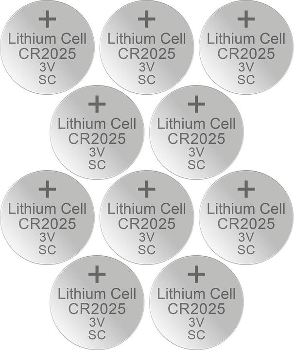 Produktbild XCell 10er-Set Lithium-Knopfzelle CR2025, 3V / 170mAh (10 Stk., CR2025, 170 mAh)