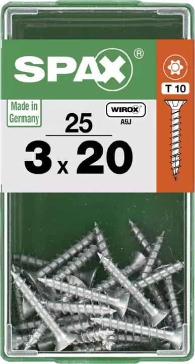 Produktbild Spax DIY Universal Senkkopf T-STAR plus VGW WIROX A9J 3x20 S 25 St. (25 Schrauben pro Stück)