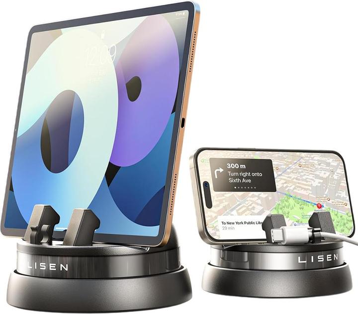 Lisen Car Holder for Phone / Tablet with 6mm - 13mm thickness, Black