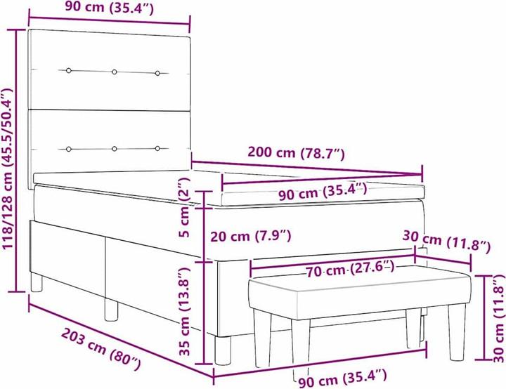 Produktbild vidaXL Boxspringbett (90 x 200 cm)