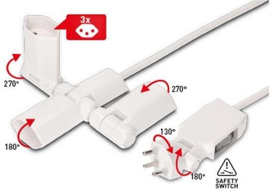 Actual product image Max Hauri clip-clap Steckdosenleiste (3x, Type 13, 2 m)