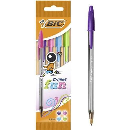 Bic, Schreibstifte, Kugelschreiber Cristal Fun, 4er Beutel (Farbig sortiert, 4 x)