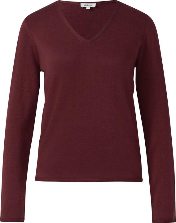 Actual product image s.Oliver Strickpullover Feinstrickpullover mit V-Ausschnitt und Rollkante am Saum (34)