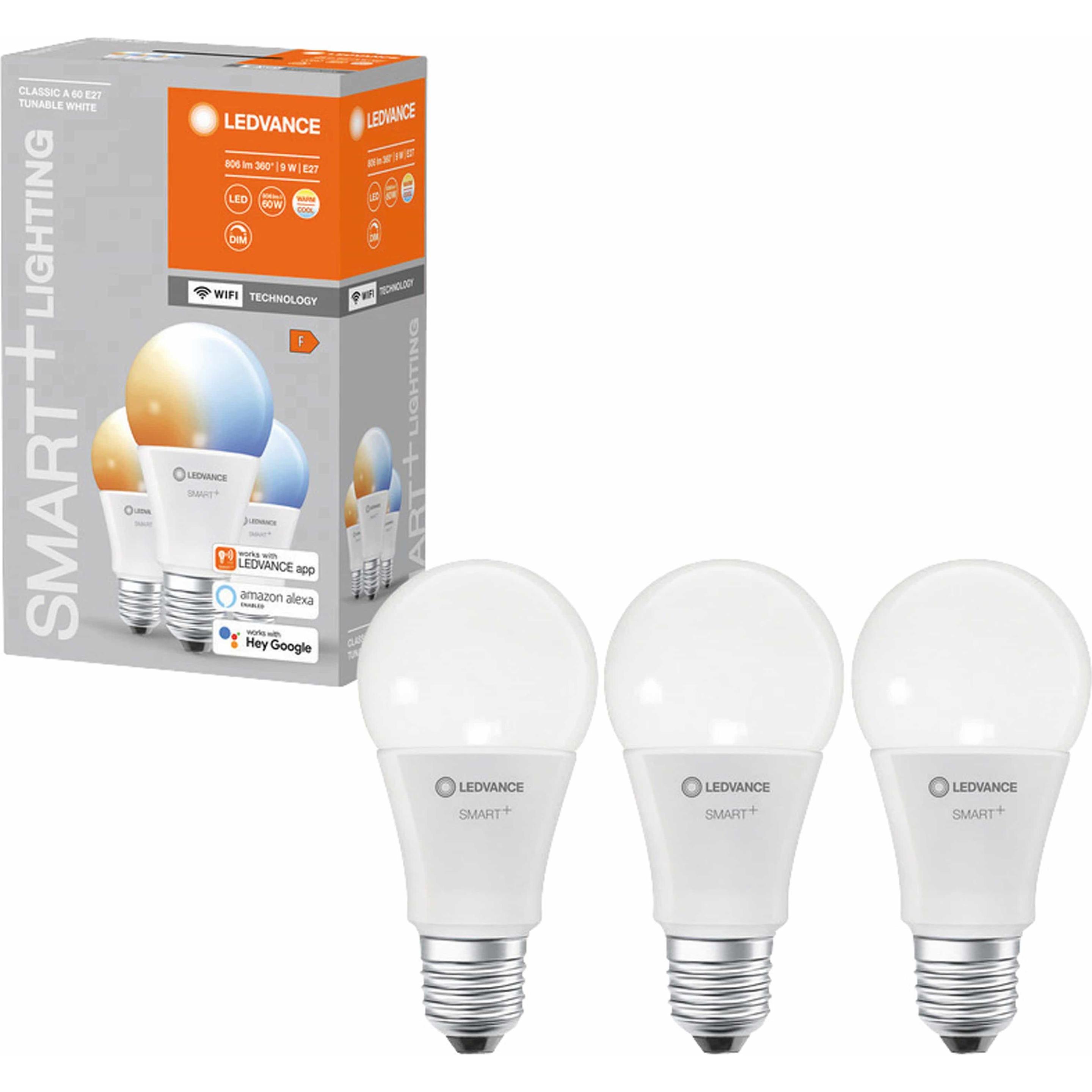 Thumbnail - Ledvance, Leuchtmittel, Smart+ Wifi Classic (E27, 9 W, 806 lm, 3 x, F)
