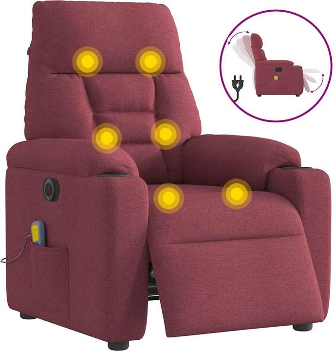 Immagine prodotto vidaXL Sedia da massaggio elettrica in tessuto rosso vino