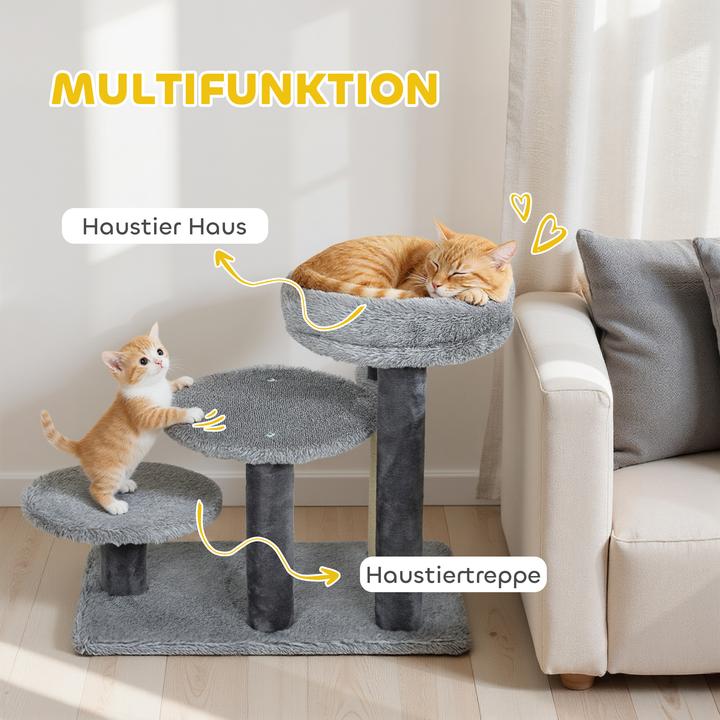 Image du produit PawHut Katzentreppe Spanplatte, Polyester Grau (Chat, Chien, Lavable)
