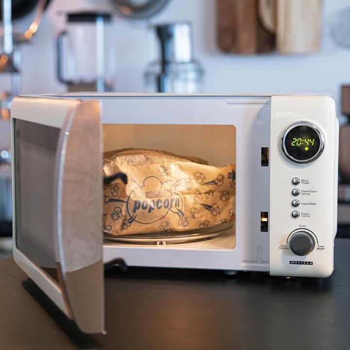 Image du produit Melissa Four à micro-ondes rétro crème avec 5 programmes et plateau tournant - 700Watts 20 litres... (20 l)