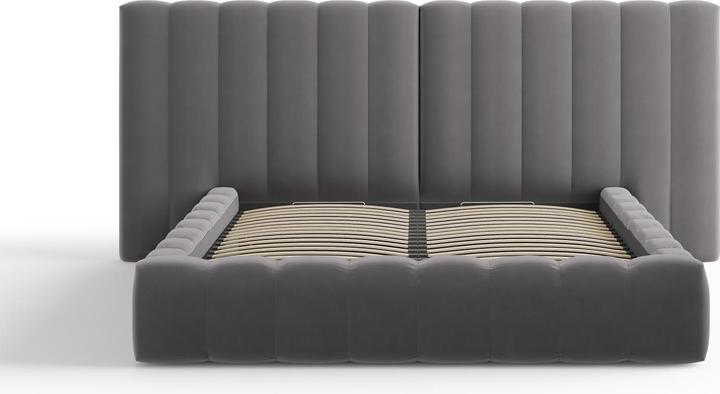 Actual product image Micadoni Velvet Storage Bed With Double Headboard, "Kelp", 230x300x100Made in Europe (180 x 200 cm)