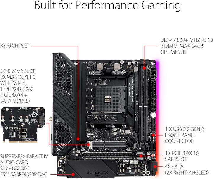 Produktbild ASUS ROG Crosshair VIII Impact (AM4, AMD X570, Mini-DTX)
