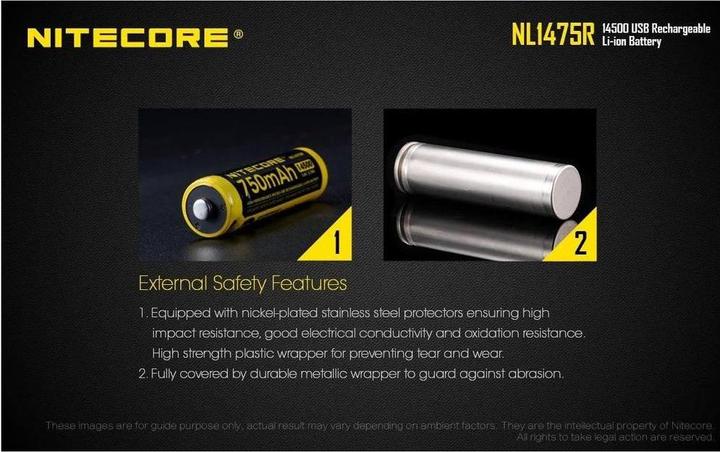 Produktbild Nitecore Li-Ion Akku Typ 14500 - 750mAh - NL1475R