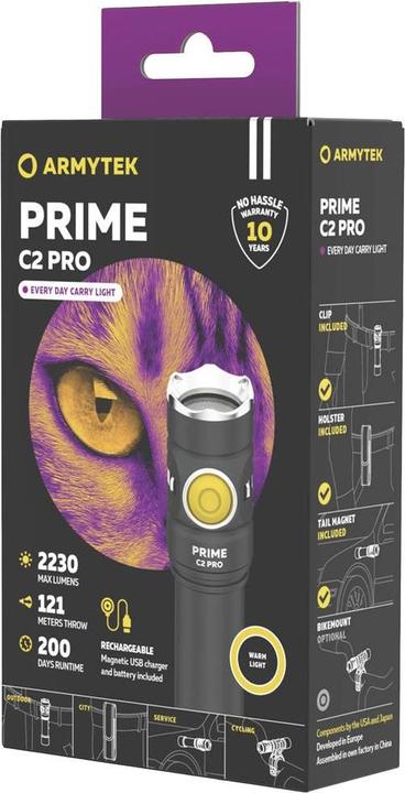 Actual product image ArmyTek Torch Flashlight PRIME C2 PRO MAGNET USB Warm (11.77 cm, 2230 lm)